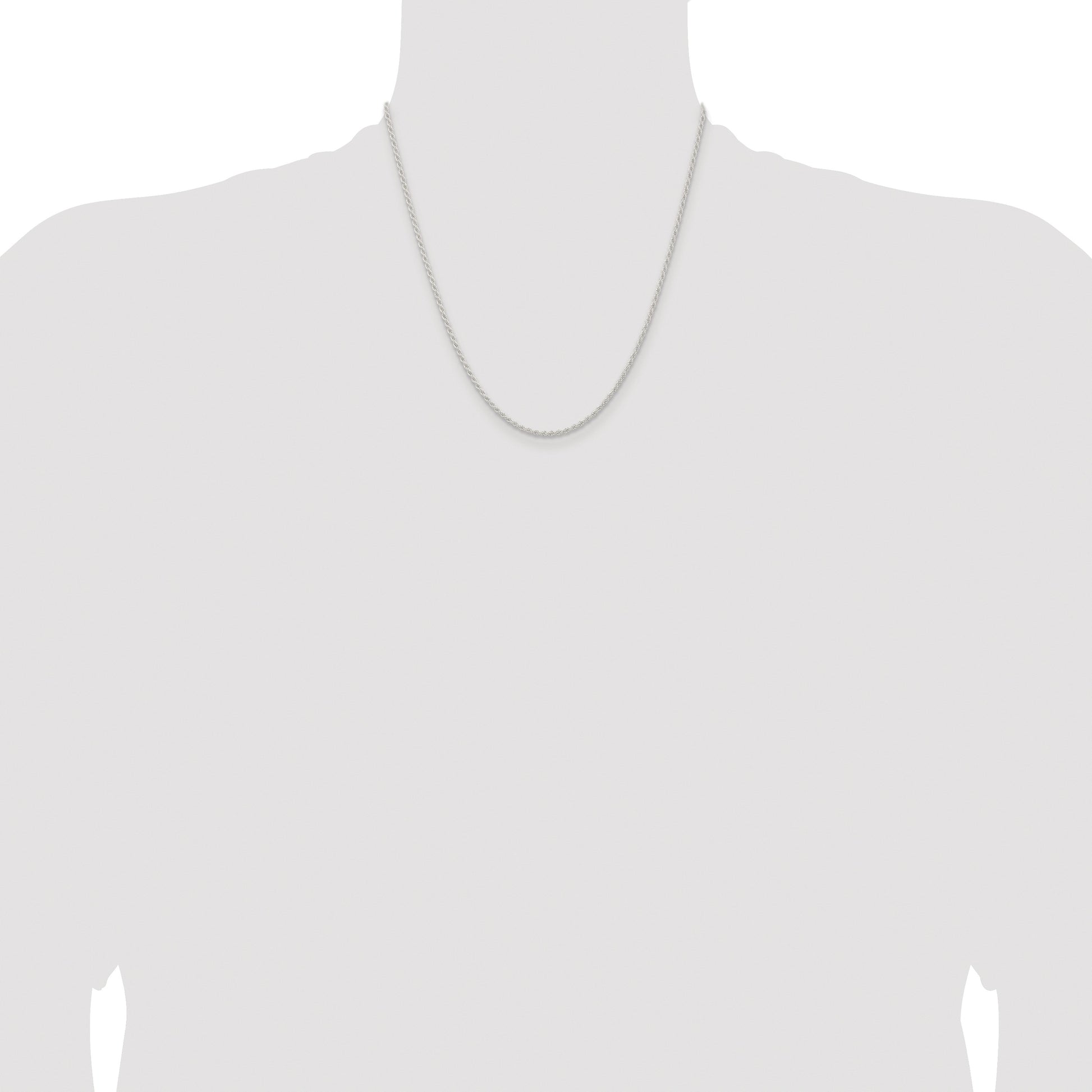 Sterling Silver Rhodium-plated 1.8mm Solid Rope Chain