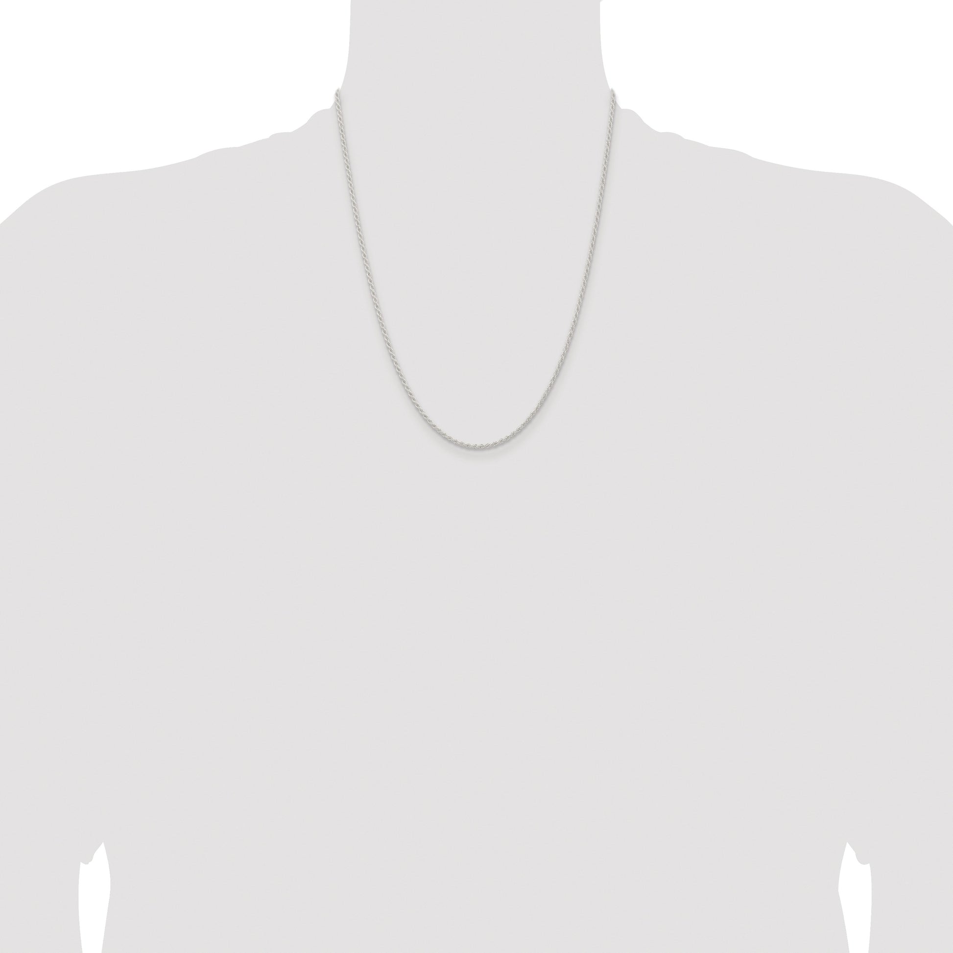 Sterling Silver Rhodium-plated 1.8mm Solid Rope Chain