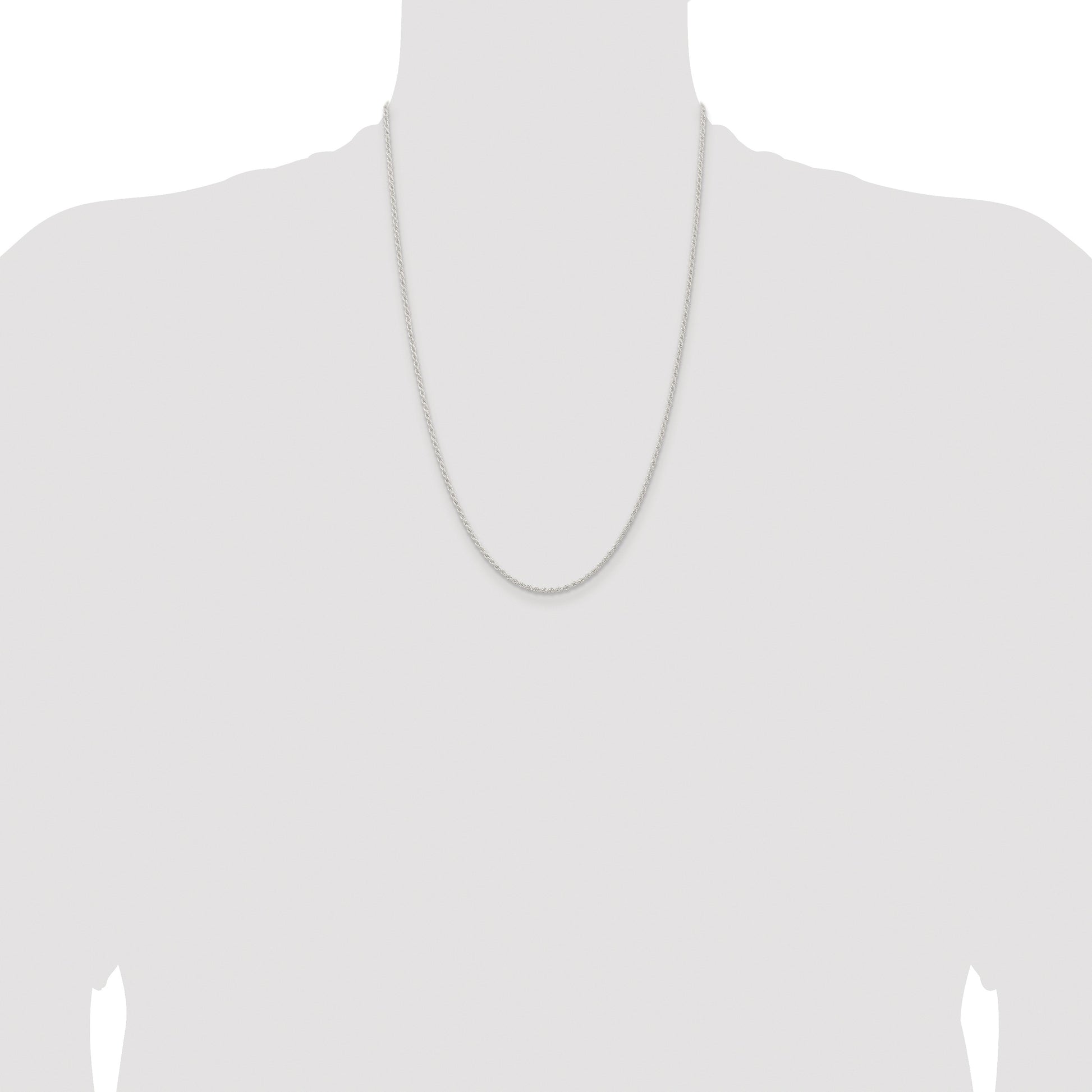 Sterling Silver Rhodium-plated 1.8mm Solid Rope Chain