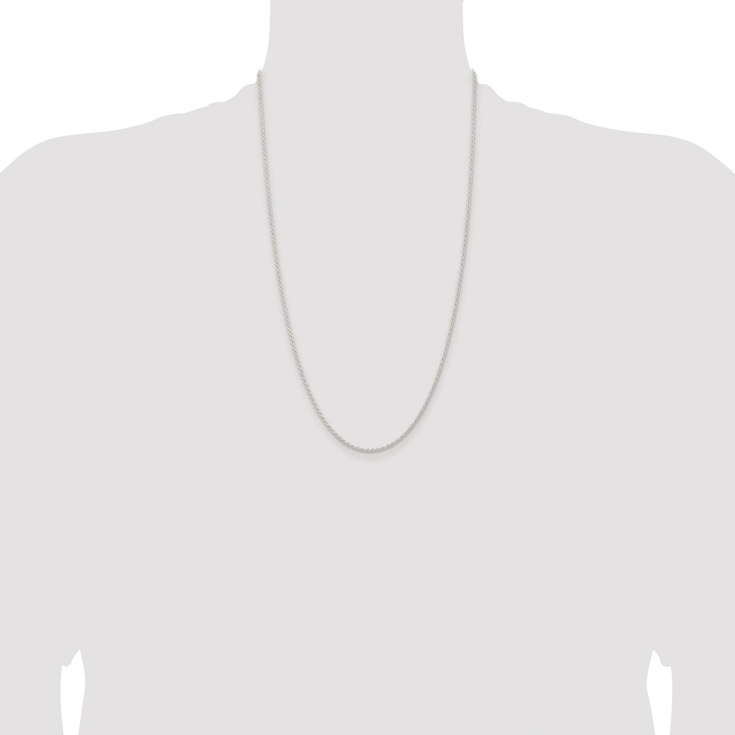 Sterling Silver Rhodium-plated 1.8mm Solid Rope Chain