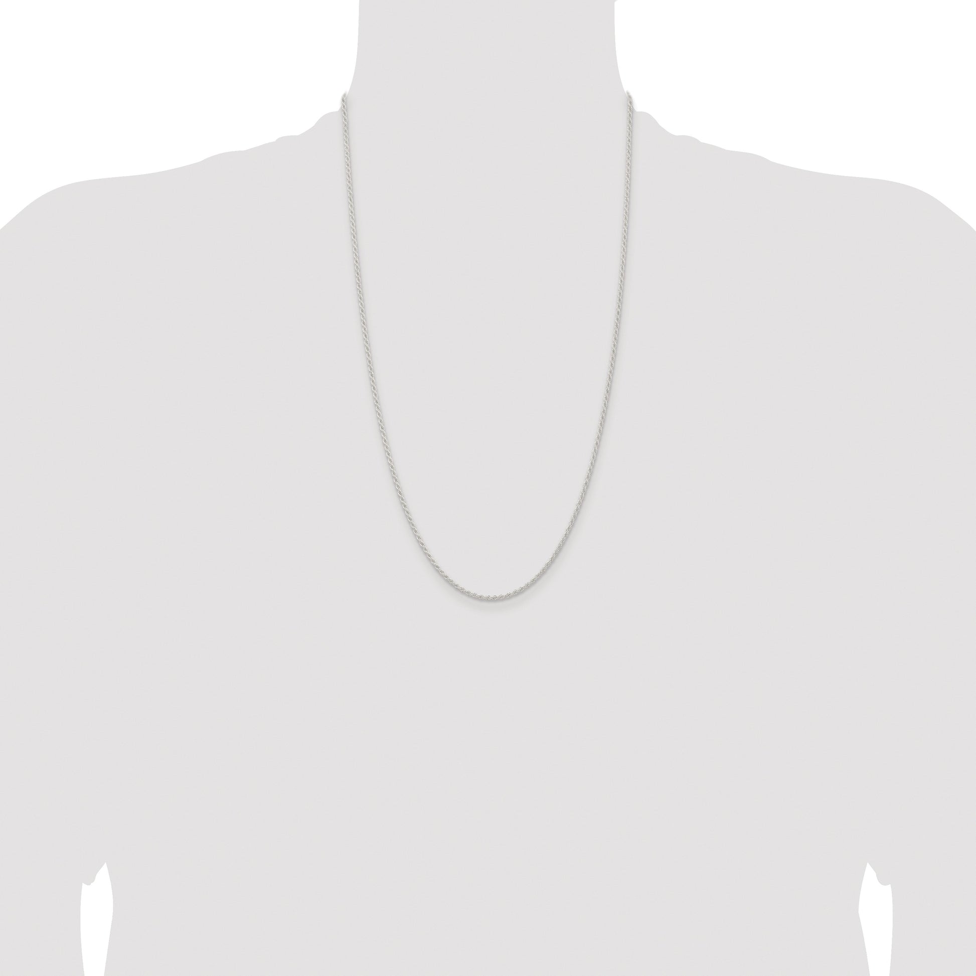 Sterling Silver Rhodium-plated 1.8mm Solid Rope Chain