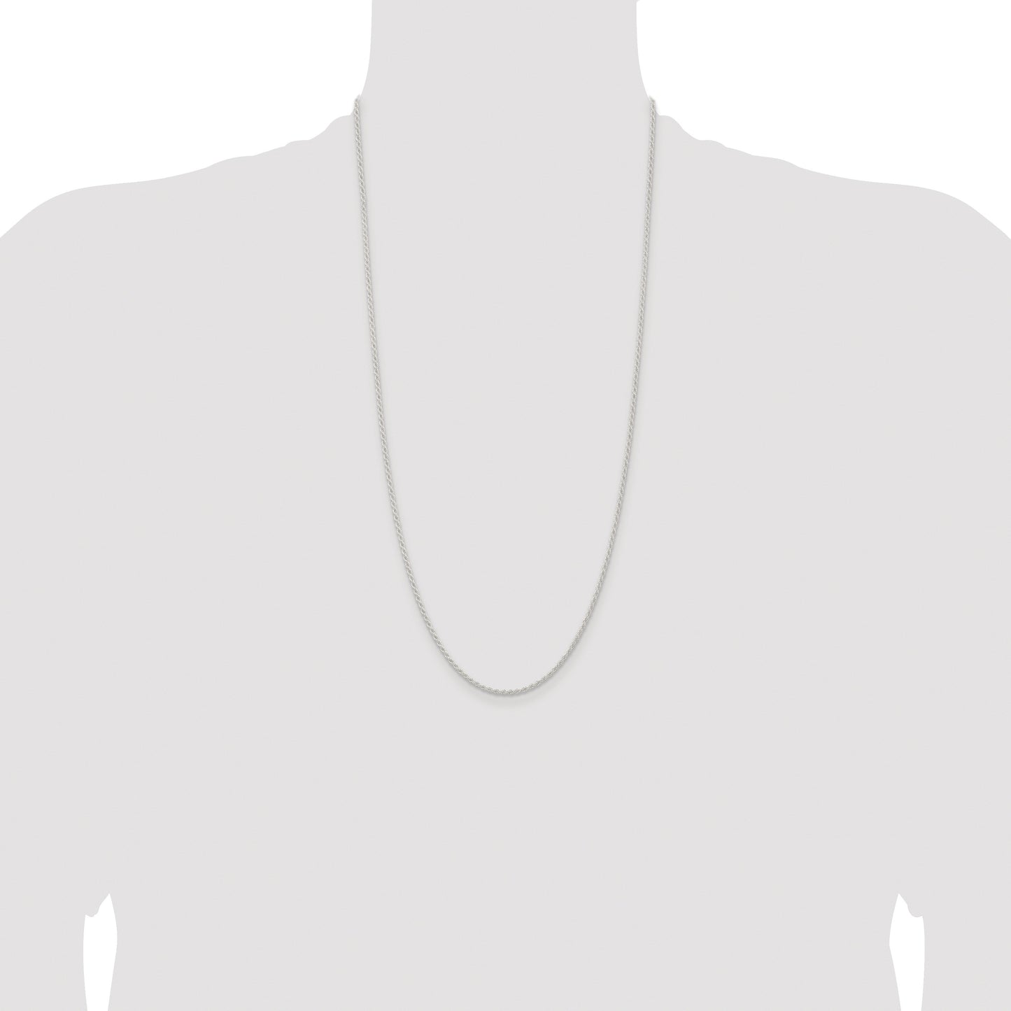 Sterling Silver Rhodium-plated 1.8mm Solid Rope Chain