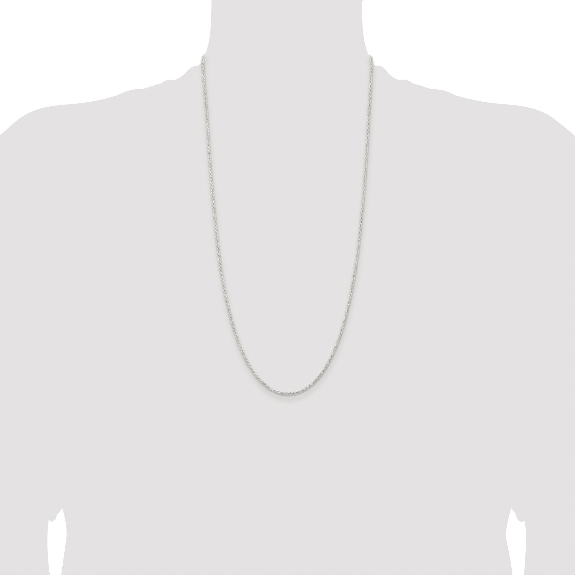 Sterling Silver Rhodium-plated 1.8mm Solid Rope Chain