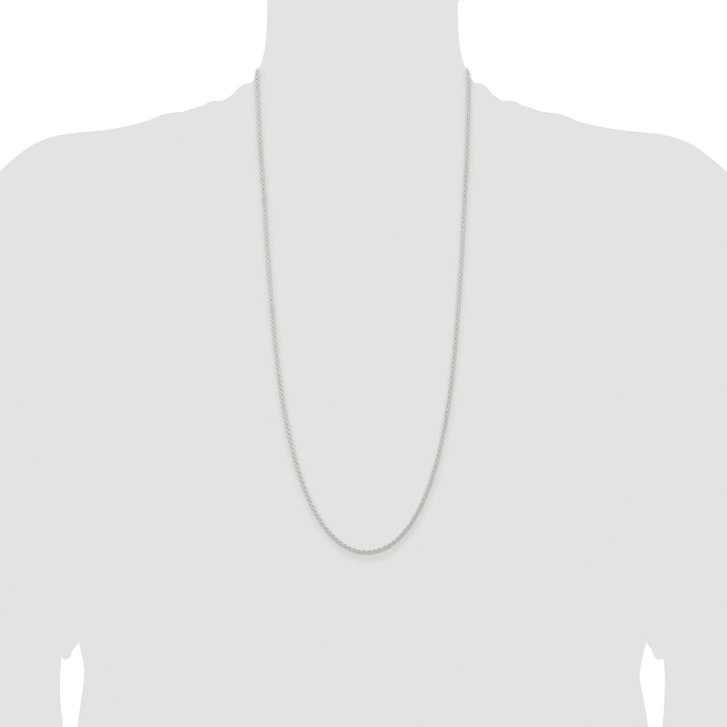 Sterling Silver Rhodium-plated 1.8mm Solid Rope Chain