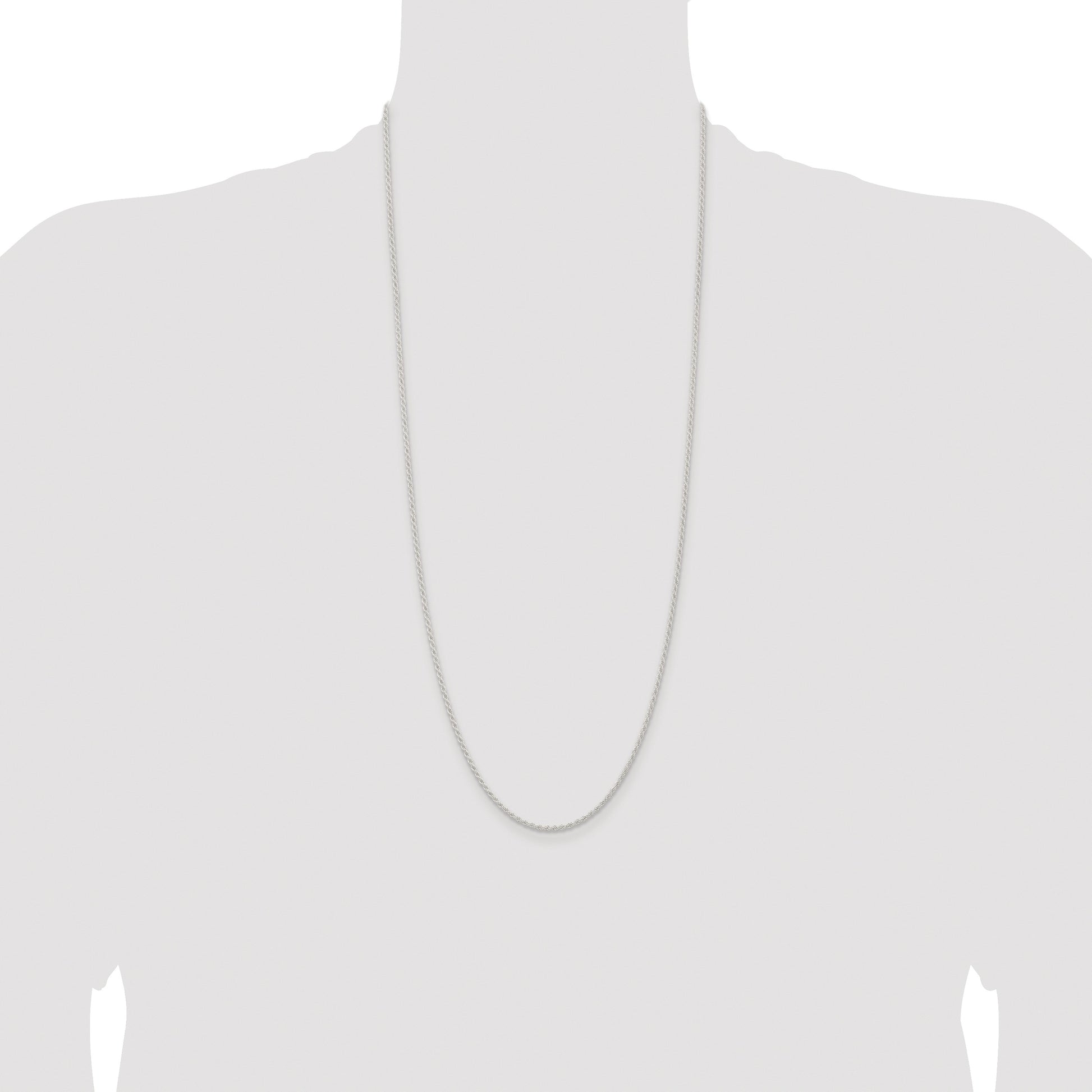 Sterling Silver Rhodium-plated 1.8mm Solid Rope Chain