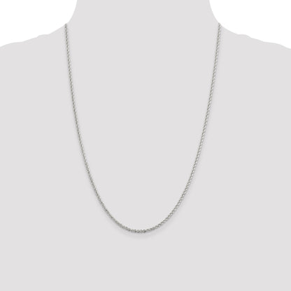 Sterling Silver Rhodium-plated 2.3mm Solid Rope Chain