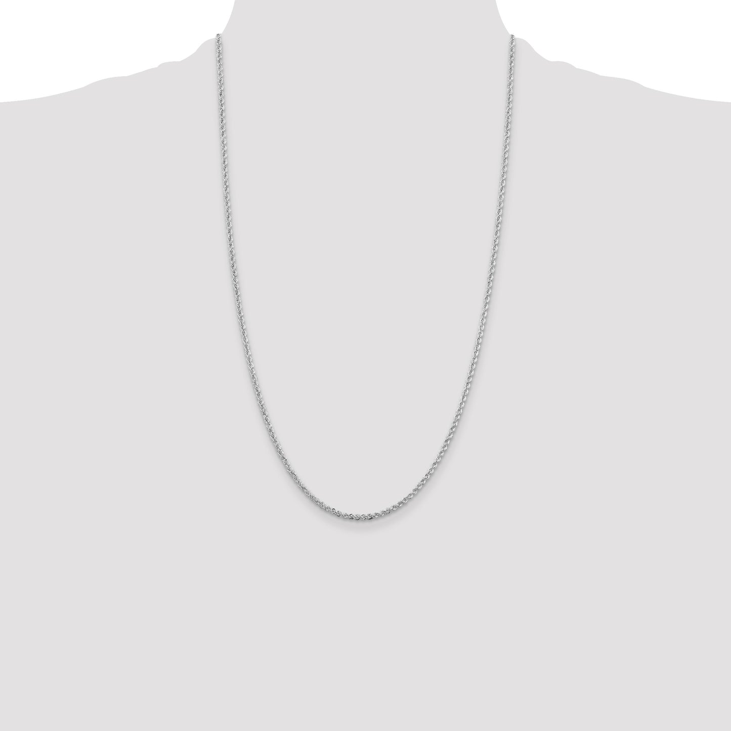 Sterling Silver Rhodium-plated 2.3mm Solid Rope Chain