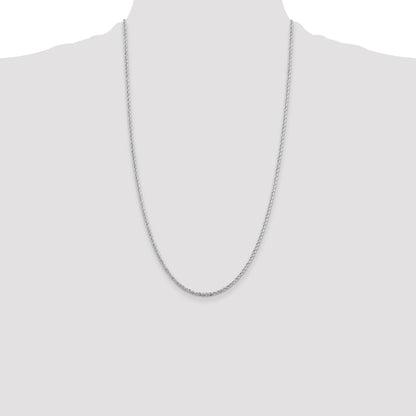 Sterling Silver Rhodium-plated 2.3mm Solid Rope Chain