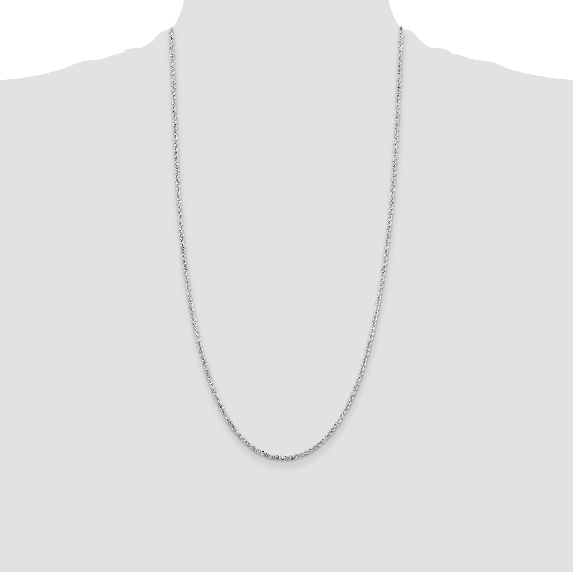 Sterling Silver Rhodium-plated 2.3mm Solid Rope Chain