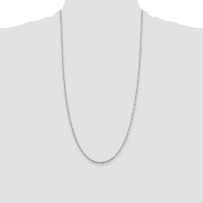 Sterling Silver Rhodium-plated 2.3mm Solid Rope Chain