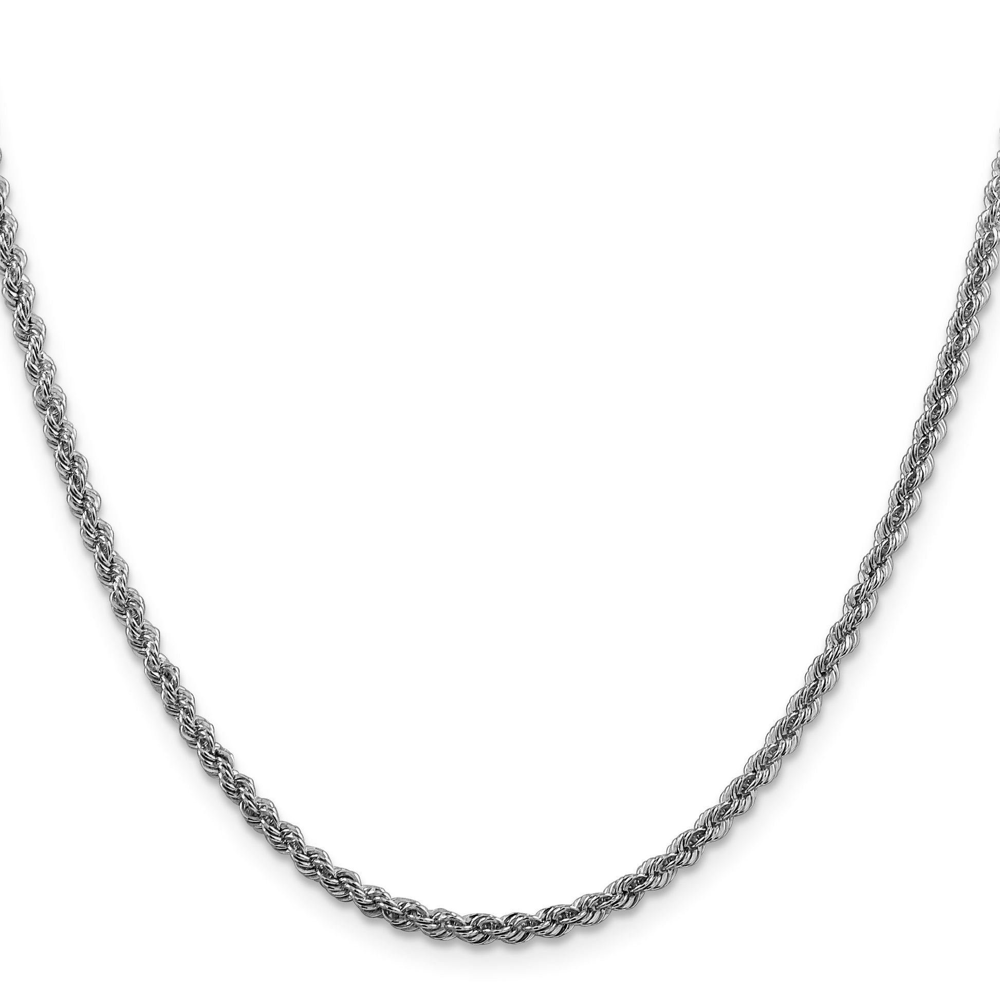 Sterling Silver Rhodium-plated 2.5mm Solid Rope Chain