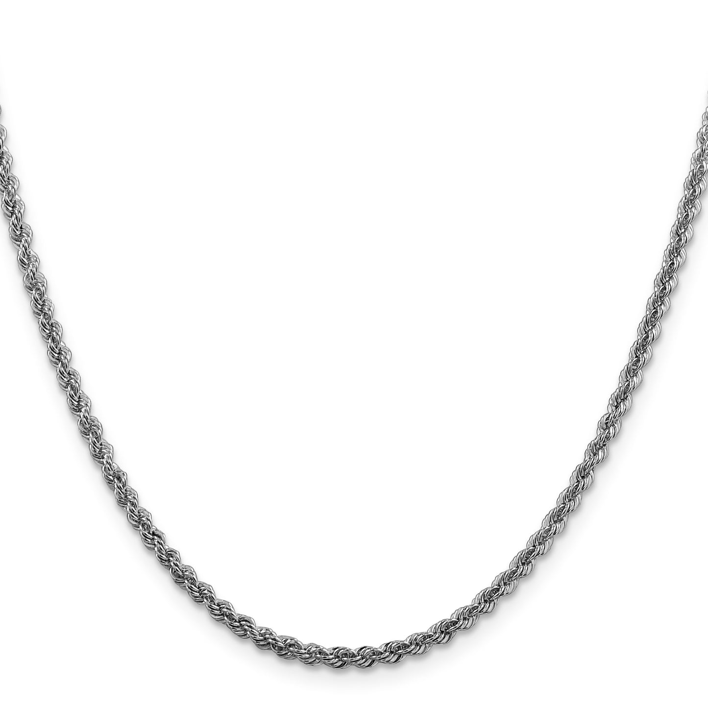 Sterling Silver Rhodium-plated 2.5mm Solid Rope Chain