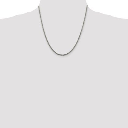 Sterling Silver Rhodium-plated 2.5mm Solid Rope Chain