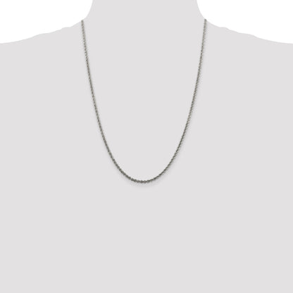 Sterling Silver Rhodium-plated 2.5mm Solid Rope Chain