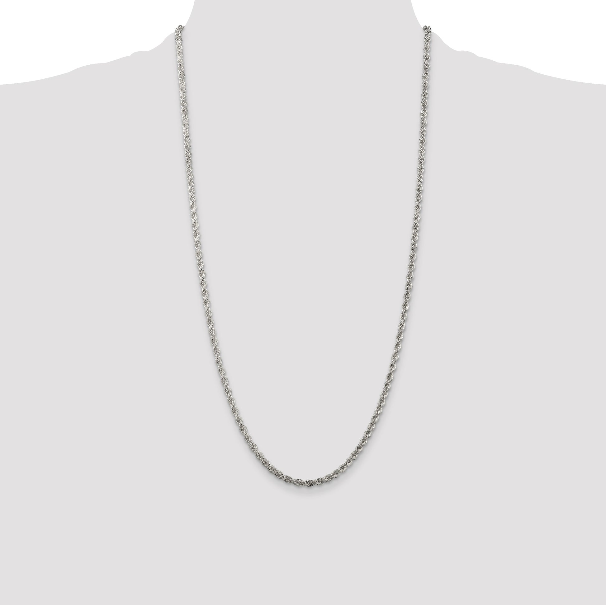 Sterling Silver 3mm Solid Rope Chain