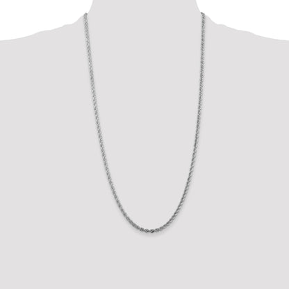 Sterling Silver Rhodium-plated 3mm Solid Rope Chain