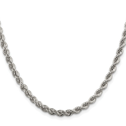 Sterling Silver Rhodium-plated 4.3mm Solid Rope Chain