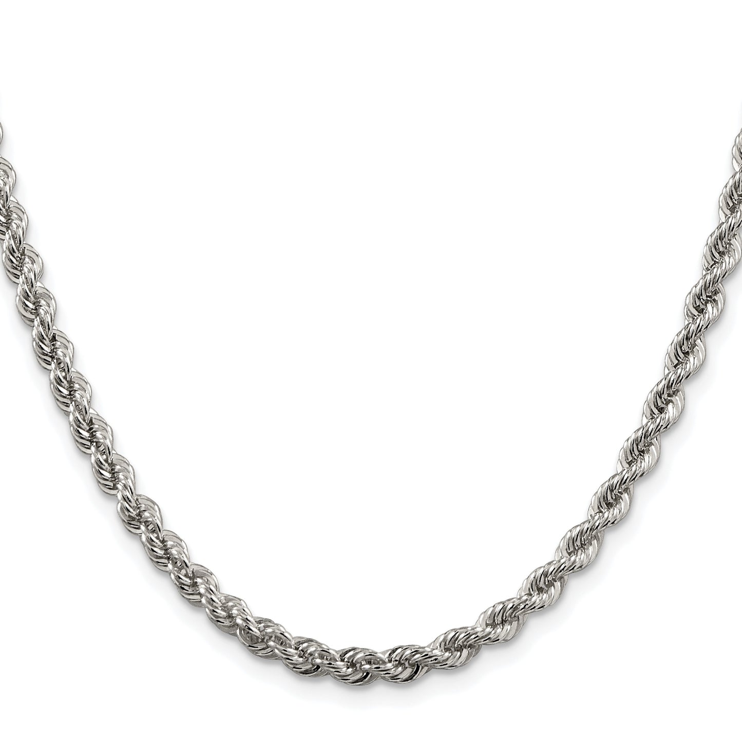 Sterling Silver Rhodium-plated 4.3mm Solid Rope Chain