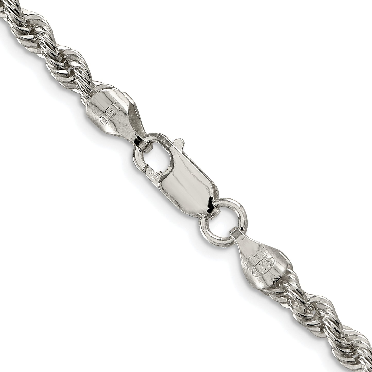 Sterling Silver Rhodium-plated 4.3mm Solid Rope Chain