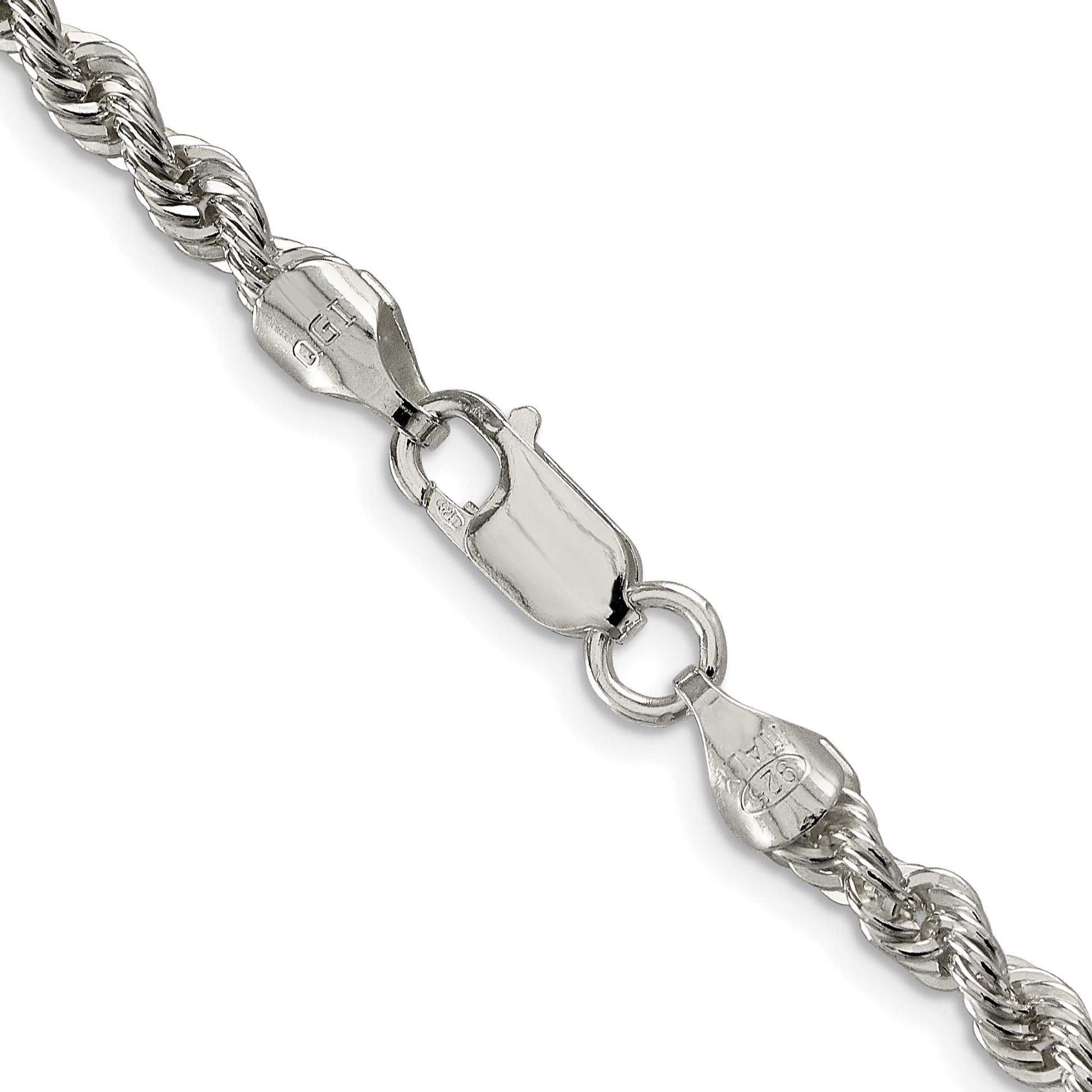 Sterling Silver Rhodium-plated 4.3mm Solid Rope Chain