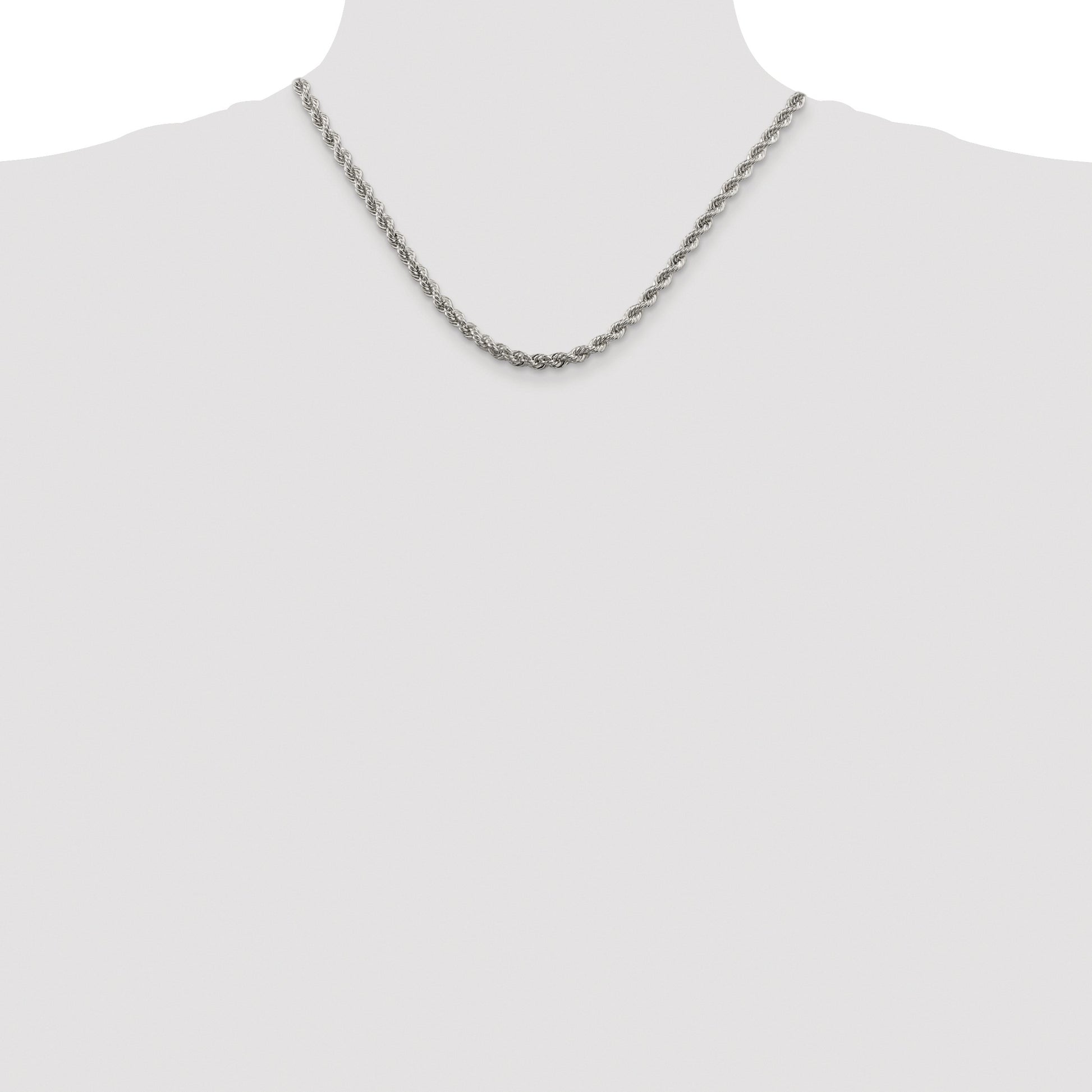 Sterling Silver Rhodium-plated 4.3mm Solid Rope Chain