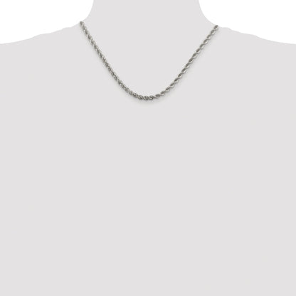Sterling Silver Rhodium-plated 4.3mm Solid Rope Chain