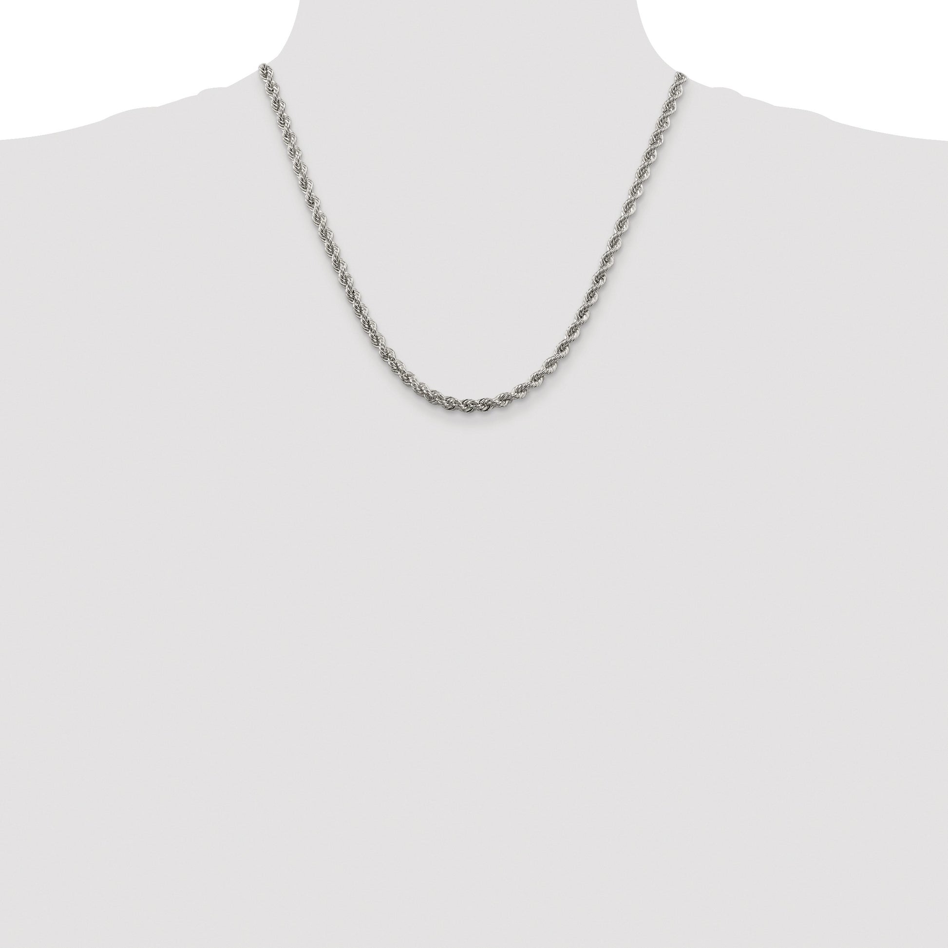 Sterling Silver Rhodium-plated 4.3mm Solid Rope Chain