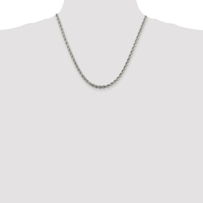 Sterling Silver Rhodium-plated 4.3mm Solid Rope Chain