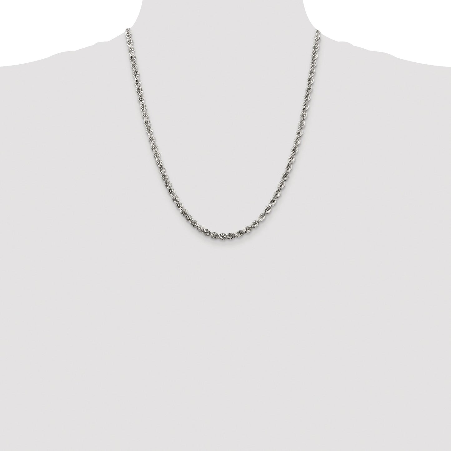 Sterling Silver Rhodium-plated 4.3mm Solid Rope Chain