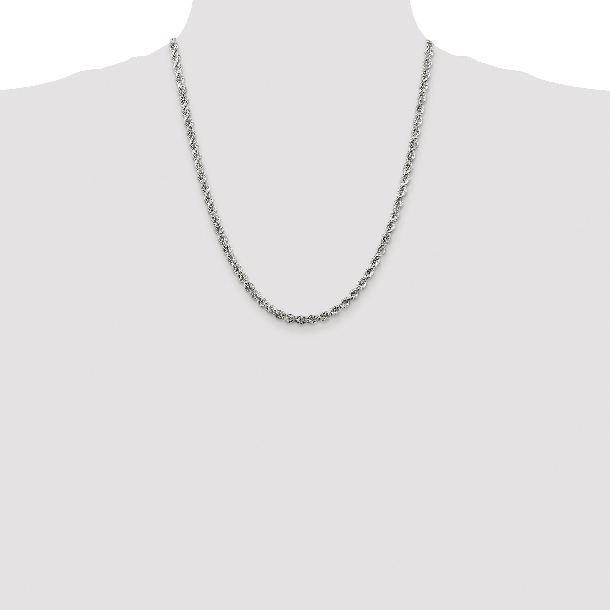 Sterling Silver Rhodium-plated 4.3mm Solid Rope Chain