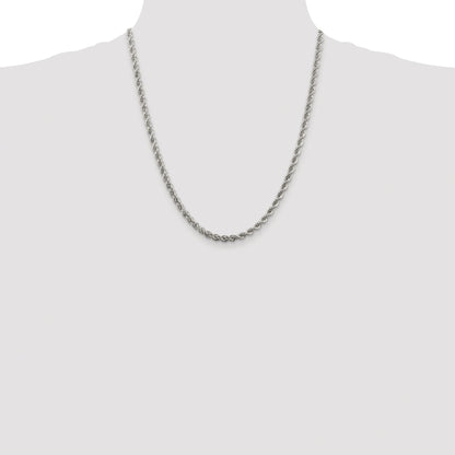 Sterling Silver Rhodium-plated 4.3mm Solid Rope Chain