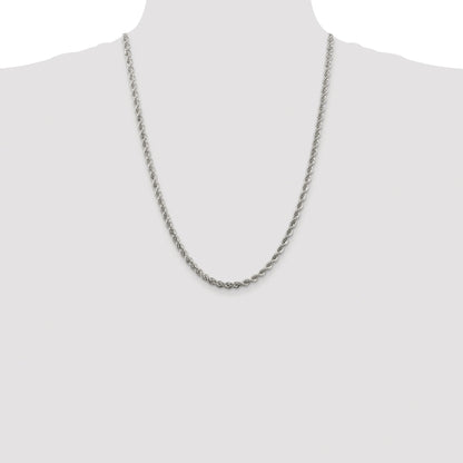Sterling Silver Rhodium-plated 4.3mm Solid Rope Chain