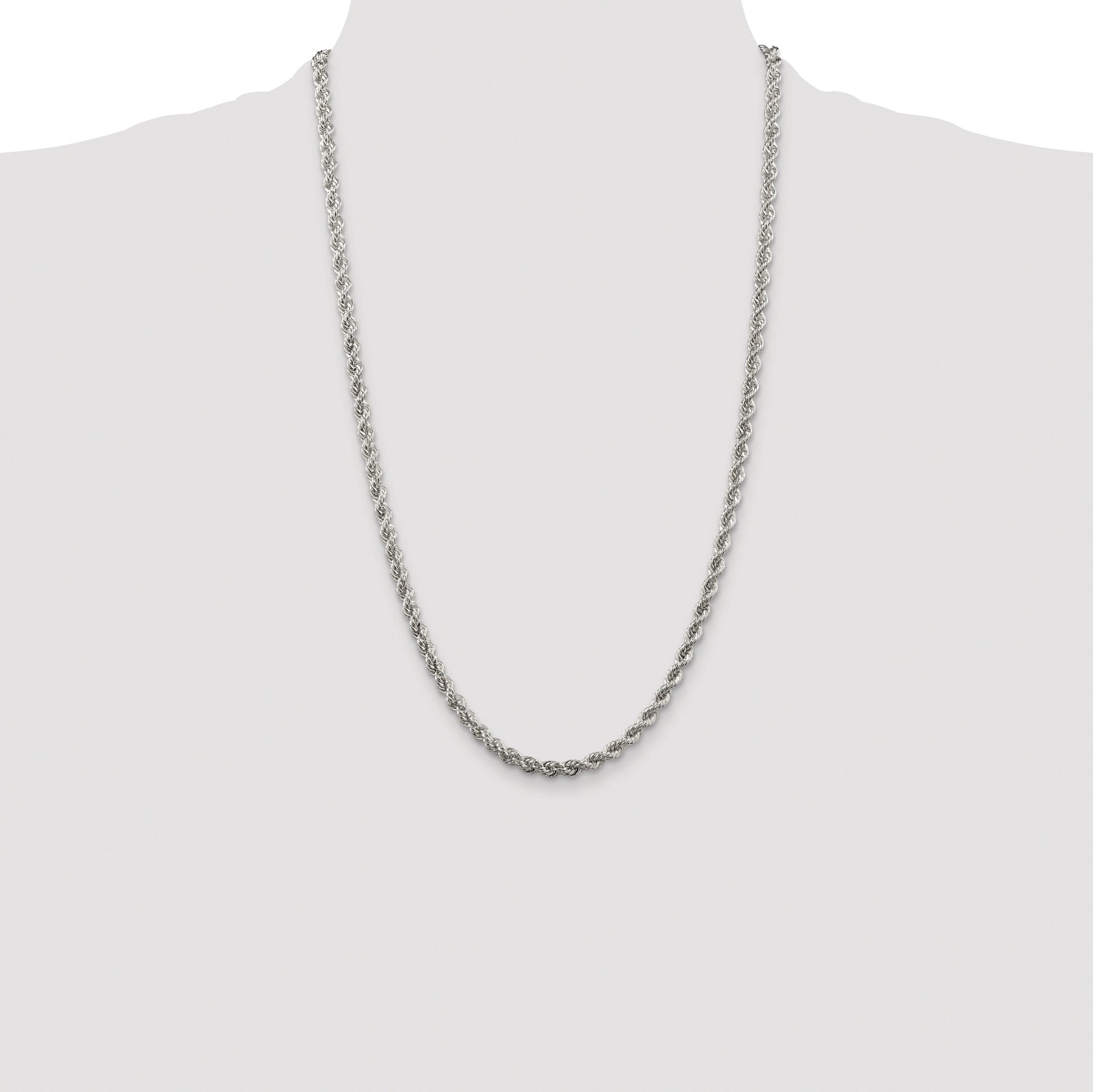 Sterling Silver Rhodium-plated 4.3mm Solid Rope Chain