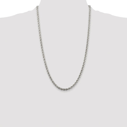 Sterling Silver Rhodium-plated 4.3mm Solid Rope Chain