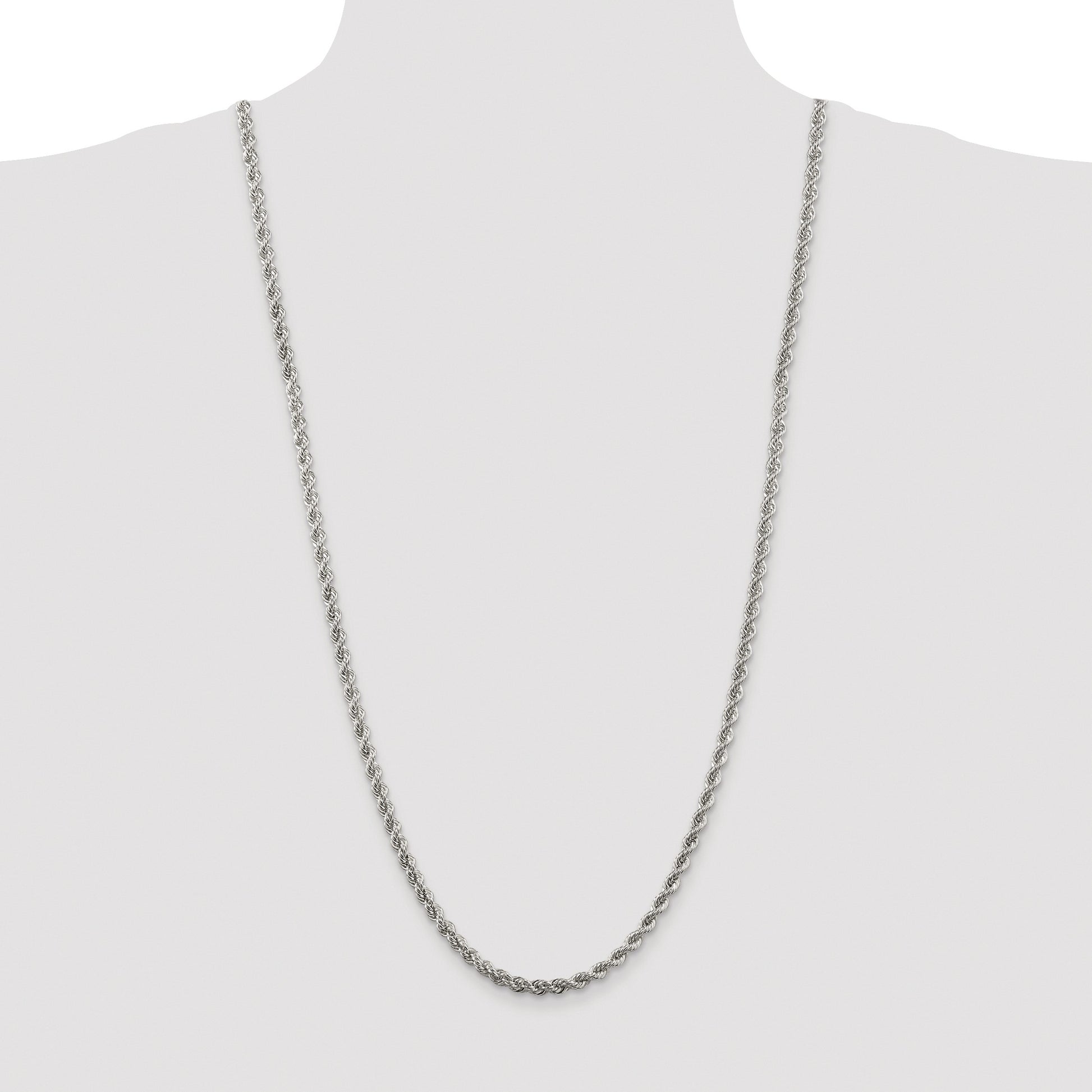 Sterling Silver Rhodium-plated 4.3mm Solid Rope Chain