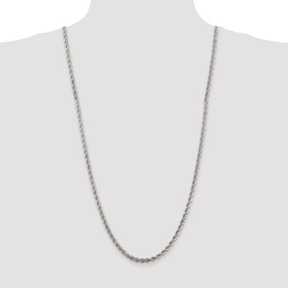 Sterling Silver Rhodium-plated 4.3mm Solid Rope Chain