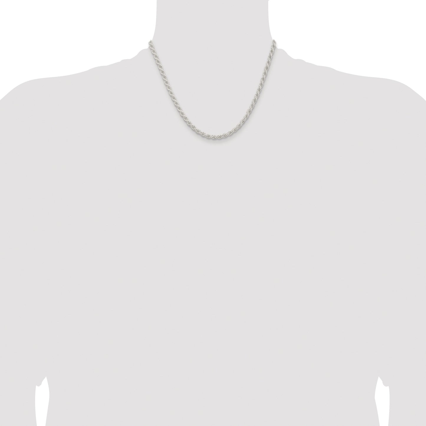 Sterling Silver Rhodium-plated 4.5mm Solid Rope Chain