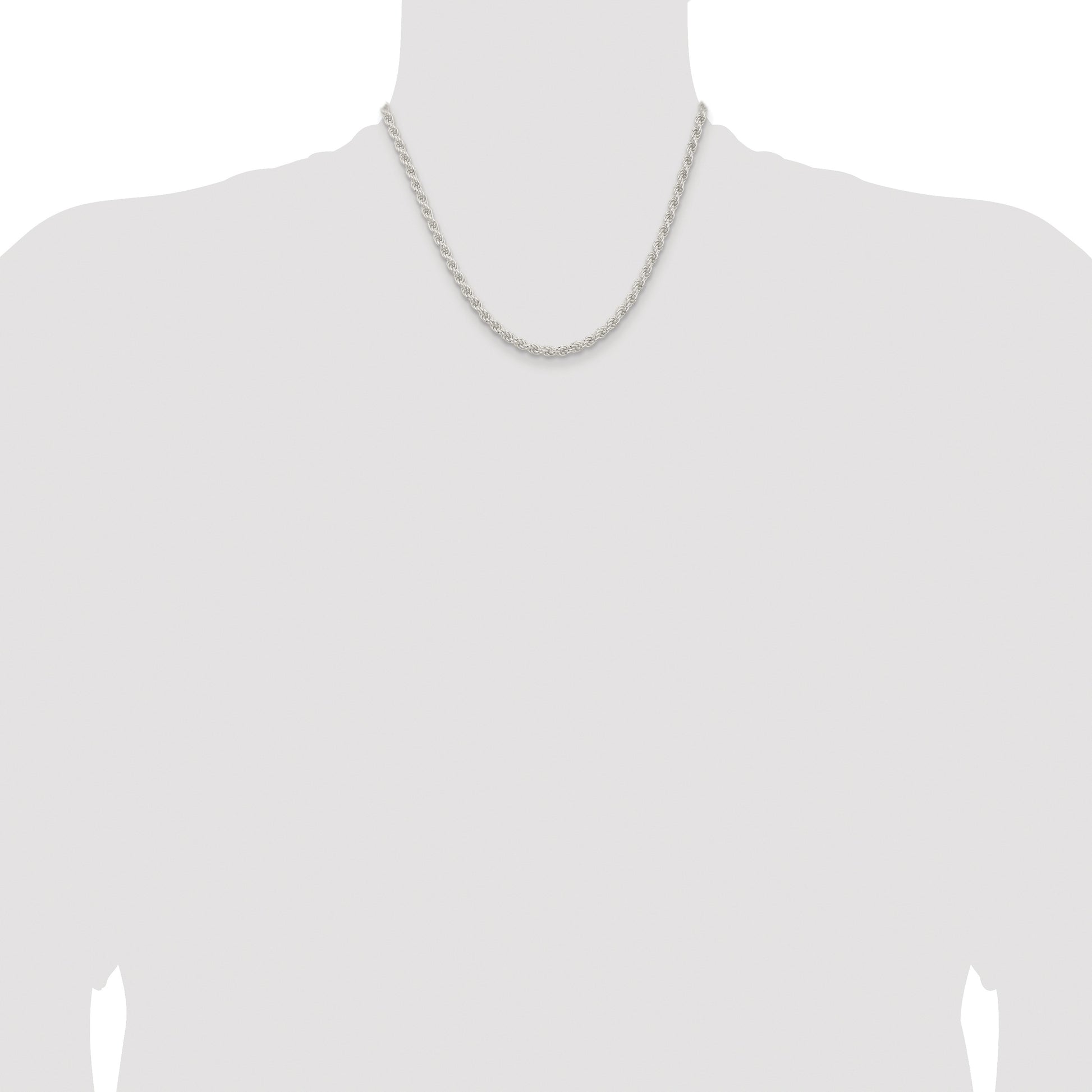 Sterling Silver Rhodium-plated 4.5mm Solid Rope Chain