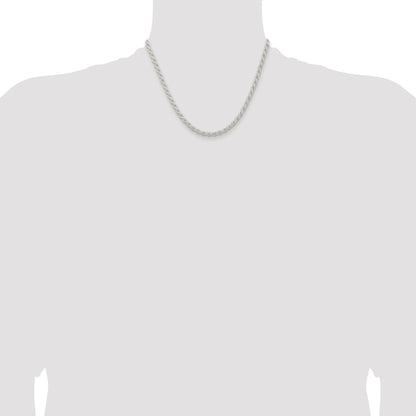 Sterling Silver Rhodium-plated 4.5mm Solid Rope Chain