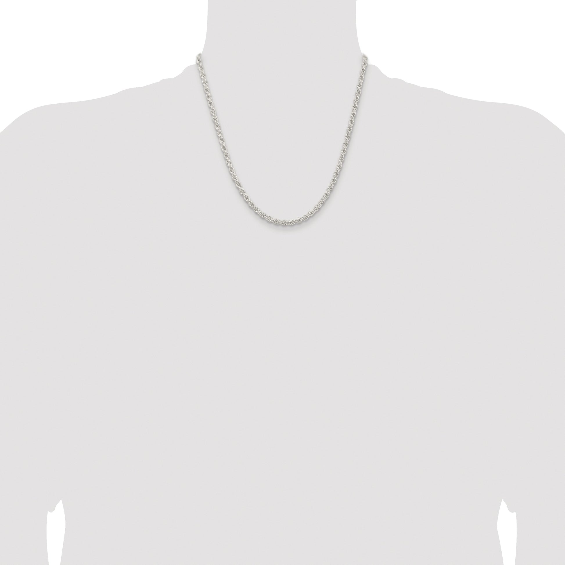 Sterling Silver Rhodium-plated 4.5mm Solid Rope Chain