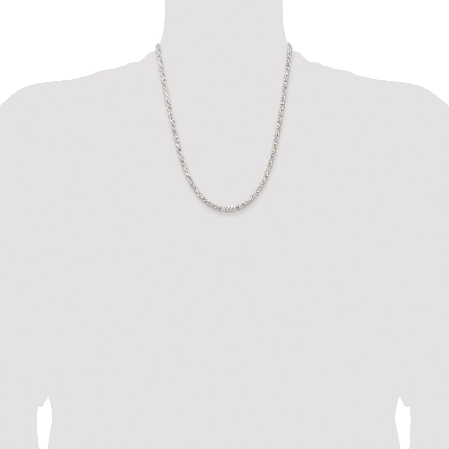Sterling Silver Rhodium-plated 4.5mm Solid Rope Chain