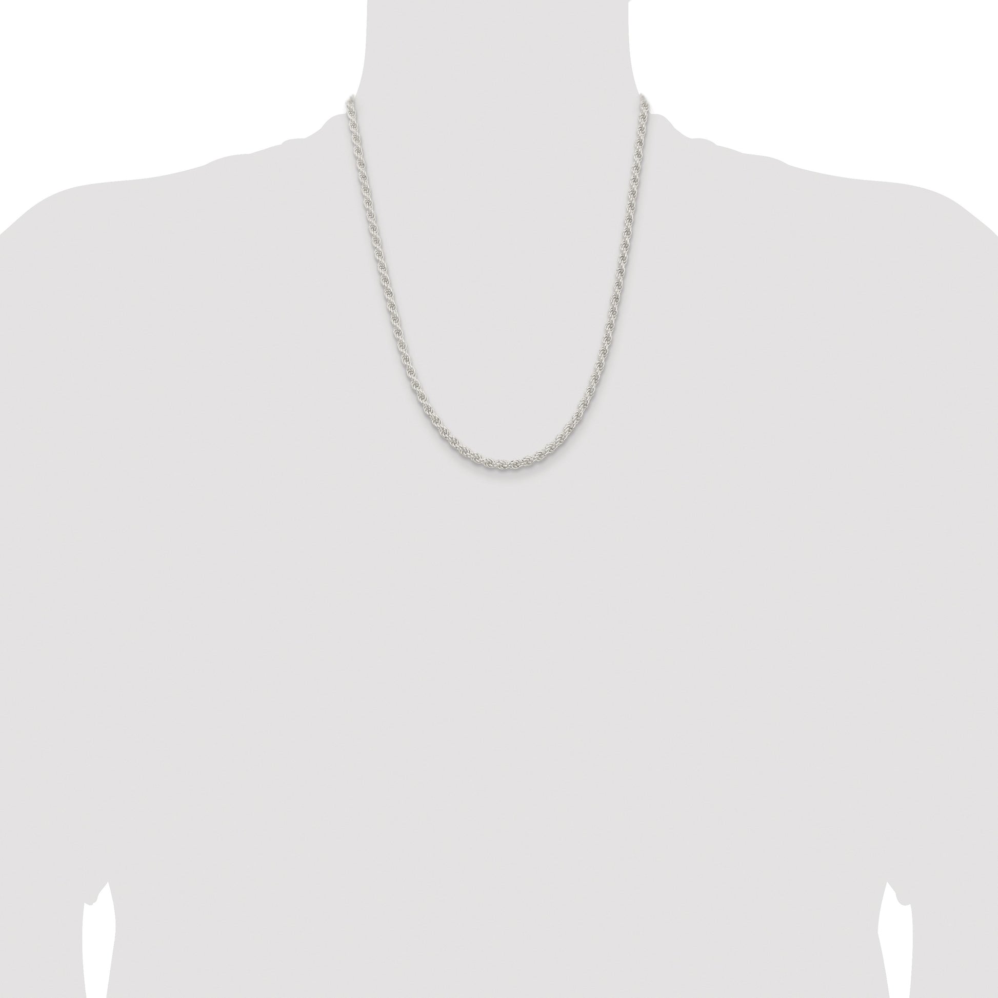 Sterling Silver Rhodium-plated 4.5mm Solid Rope Chain