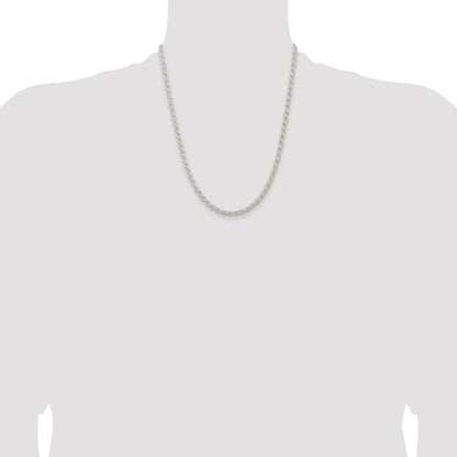 Sterling Silver Rhodium-plated 4.5mm Solid Rope Chain