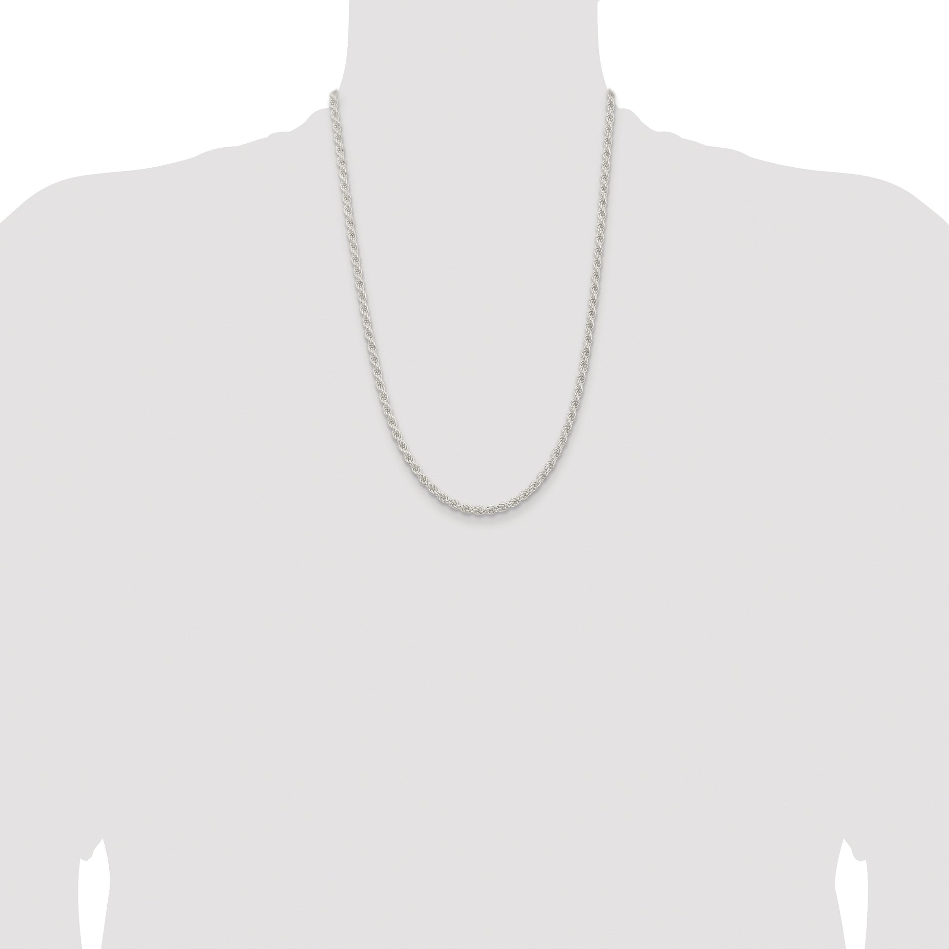 Sterling Silver Rhodium-plated 4.5mm Solid Rope Chain