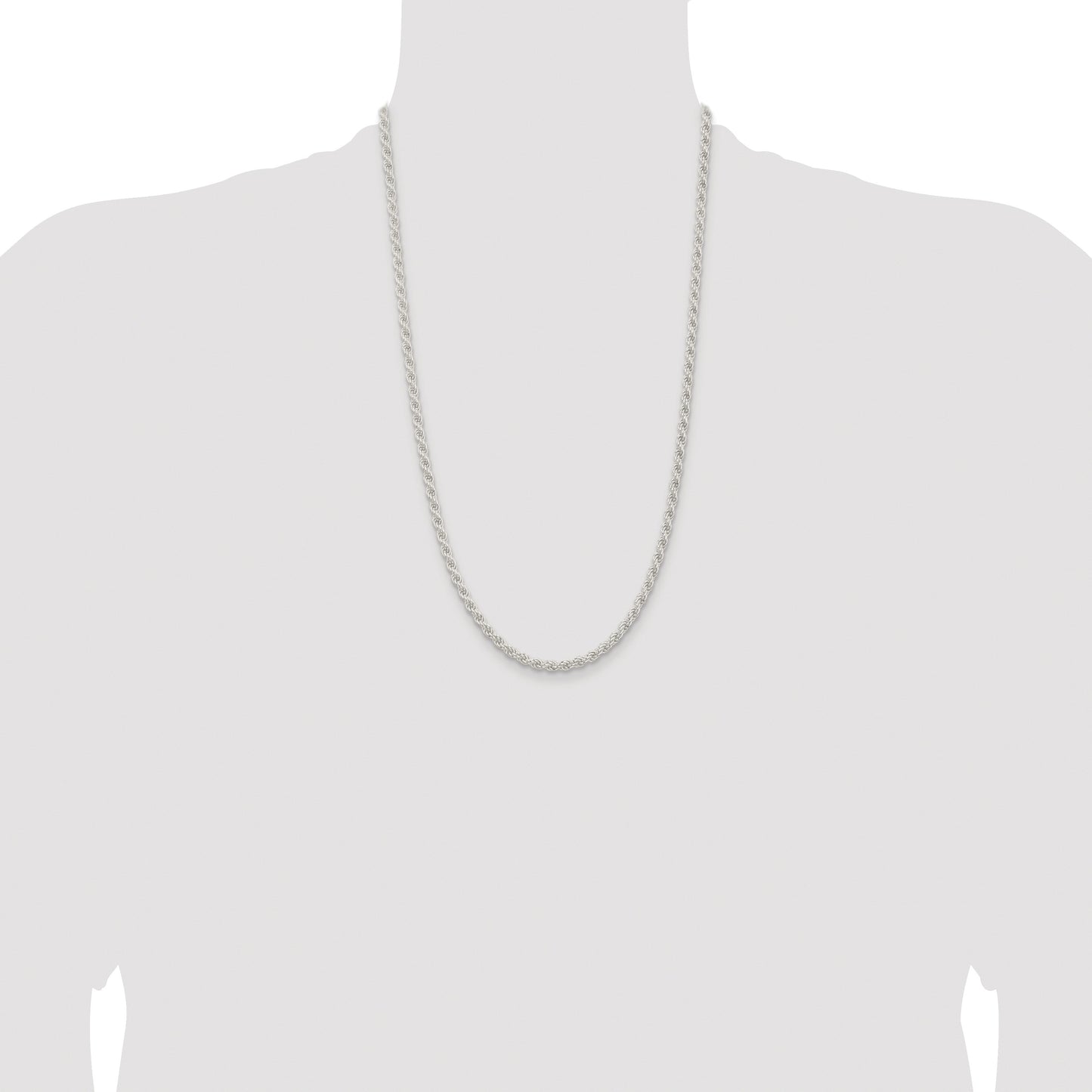 Sterling Silver Rhodium-plated 4.5mm Solid Rope Chain