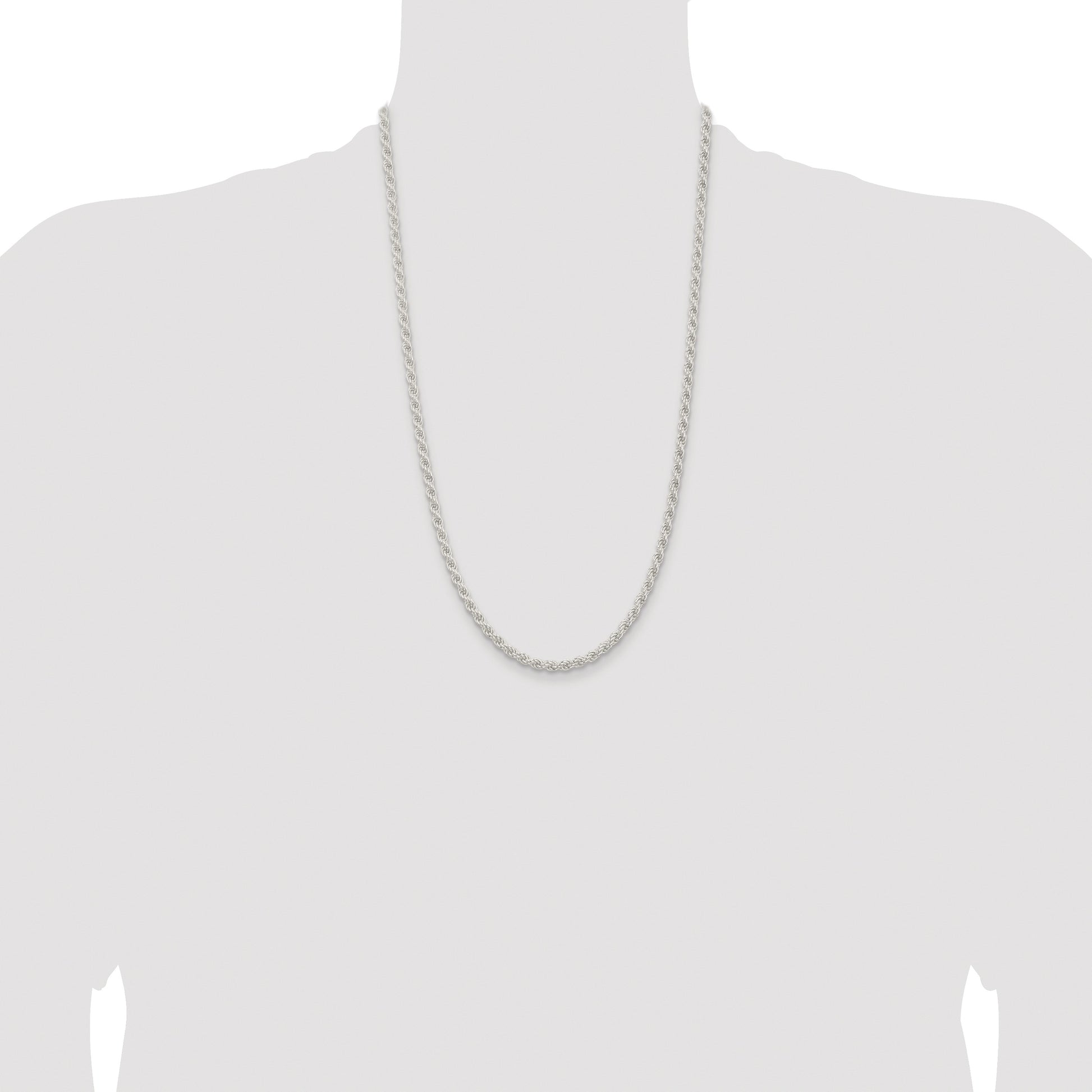 Sterling Silver Rhodium-plated 4.5mm Solid Rope Chain