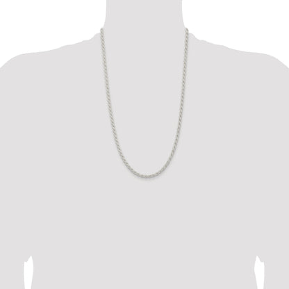 Sterling Silver Rhodium-plated 4.5mm Solid Rope Chain
