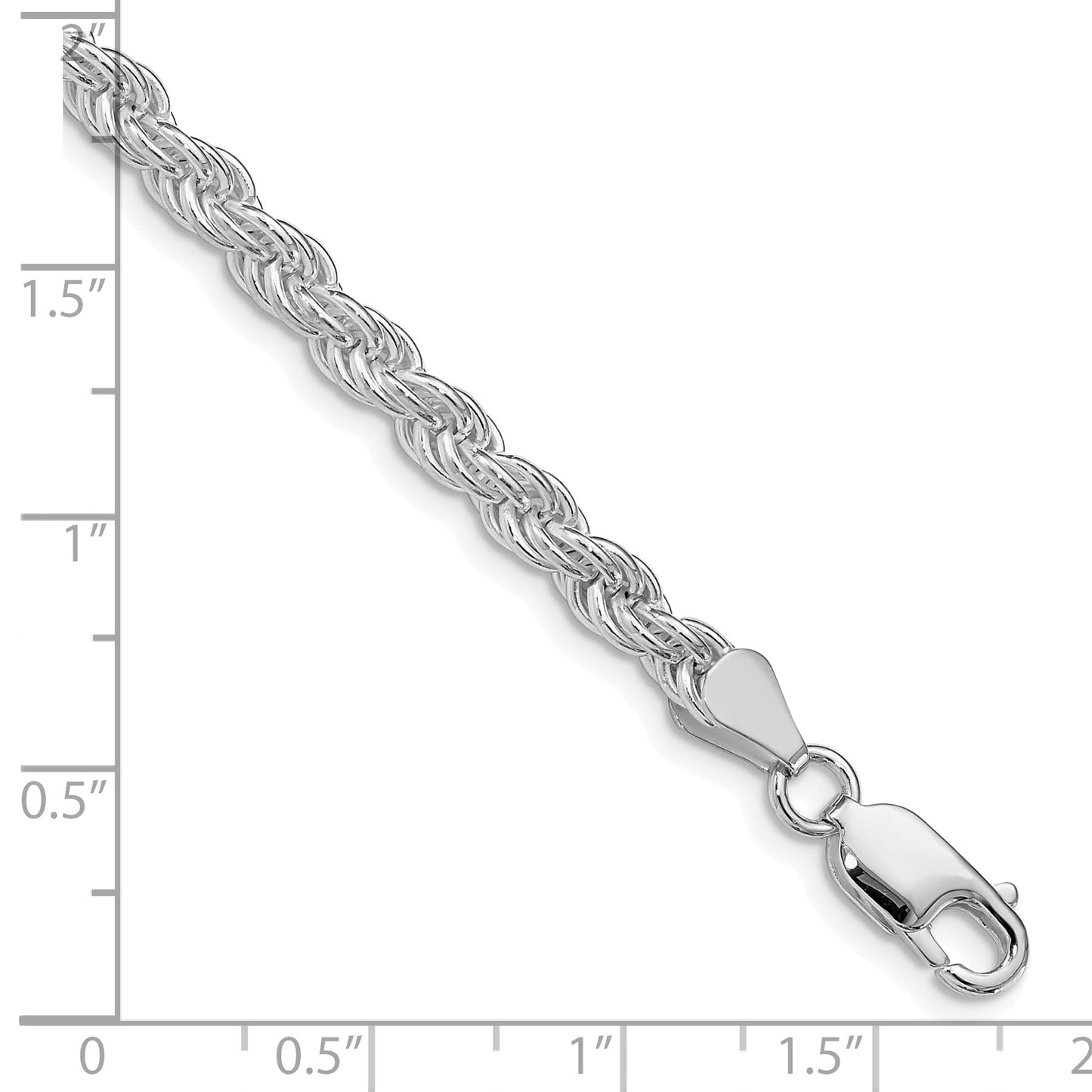 Sterling Silver Rhodium-plated 4.5mm Solid Rope Chain