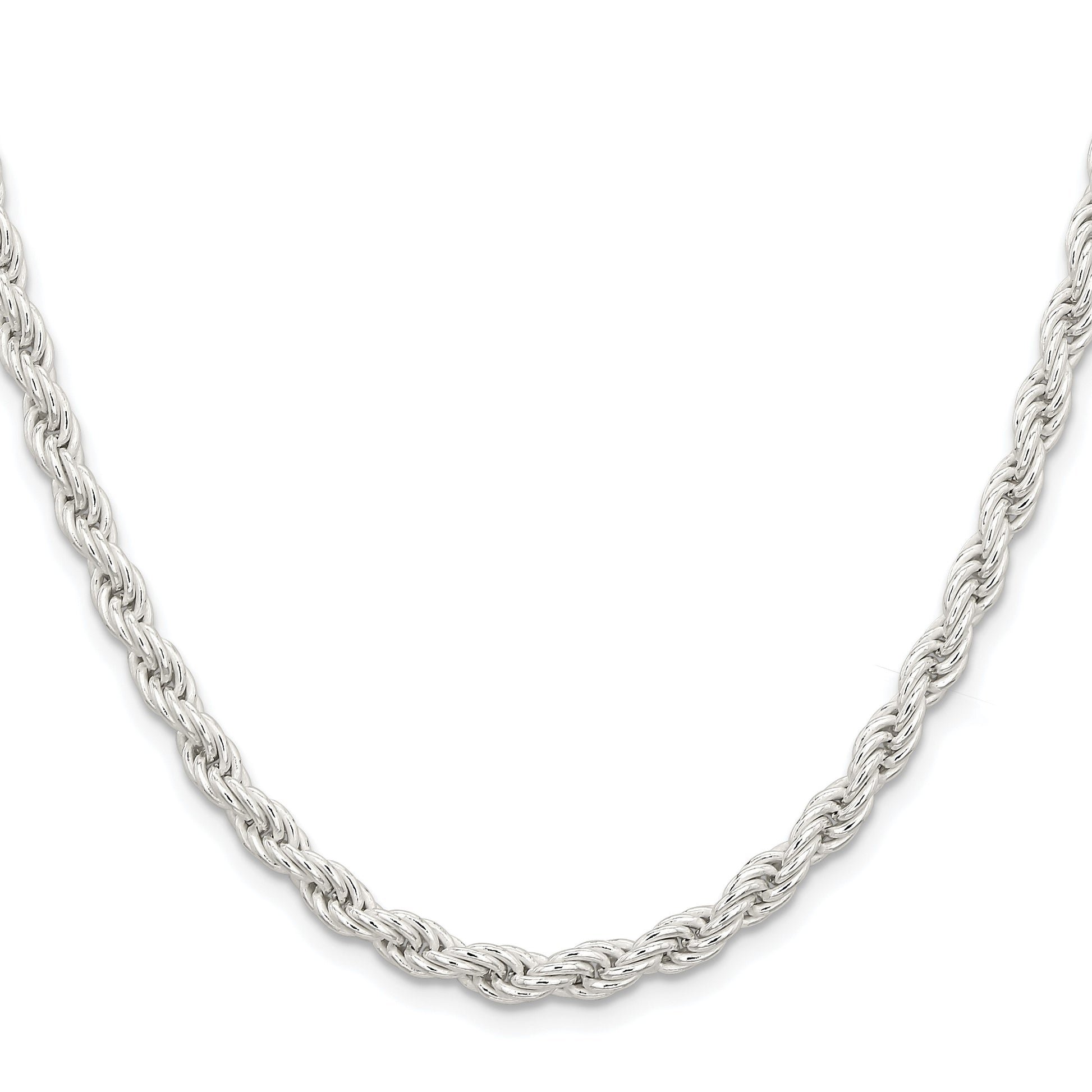 Sterling Silver Rhodium-plated 5mm Solid Rope Chain