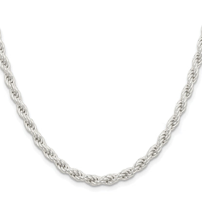 Sterling Silver Rhodium-plated 5mm Solid Rope Chain